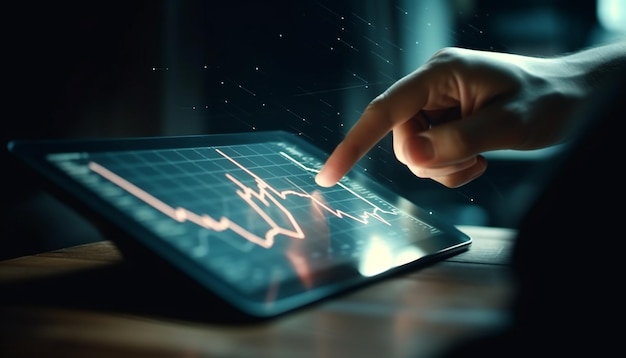 businessman pointing chart digital monitor generated by ai 188544 22442 - Web Nômade Digital