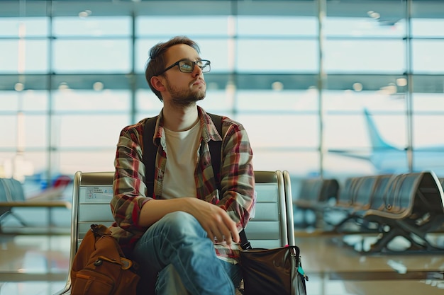 young beautiful man airport is waiting flight 1235831 288051 - Web Nômade Digital