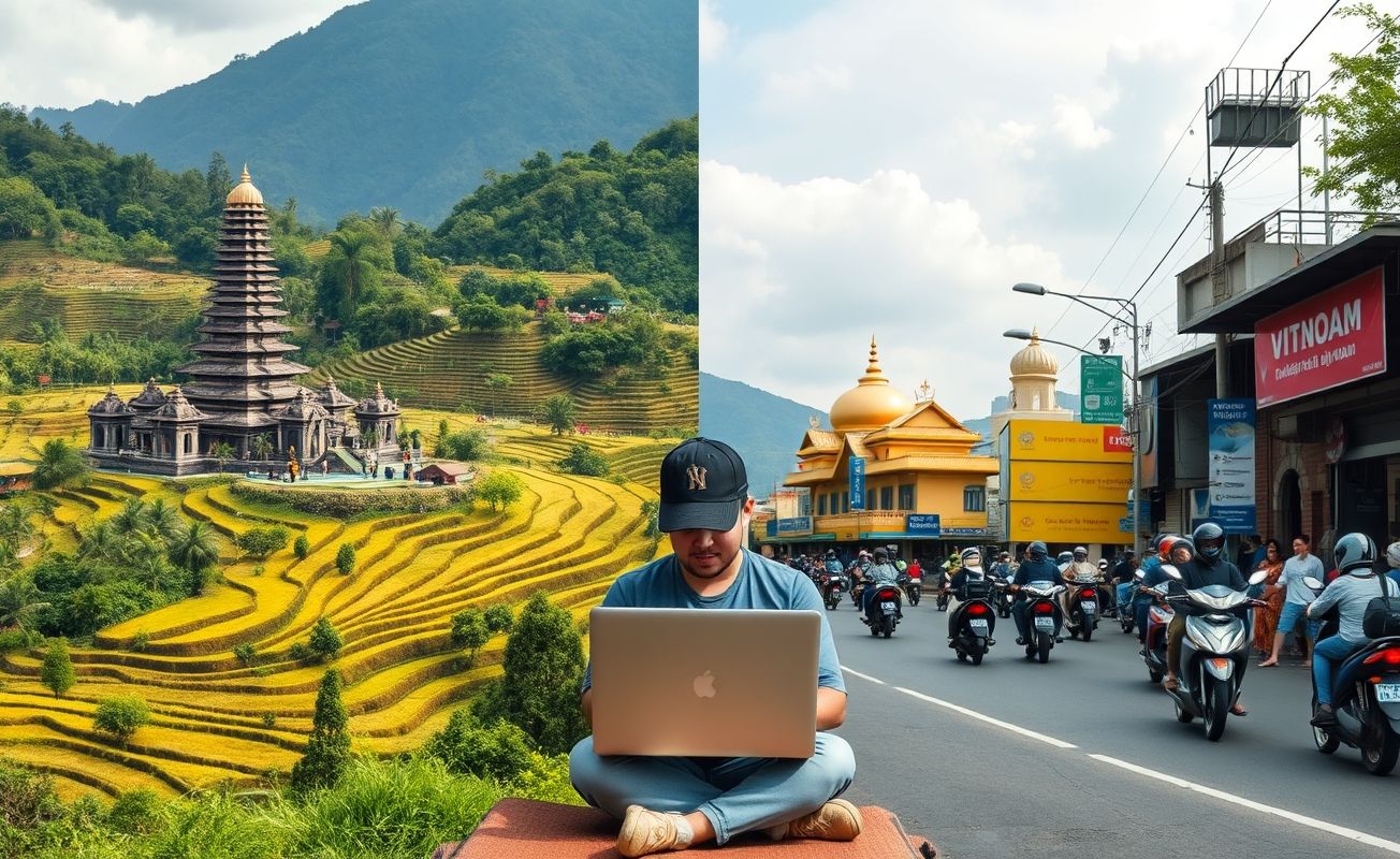Comparação entre Bali e Vietnã para nômades digitais