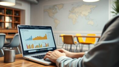 Nômade digital gerenciando finanças durante crise