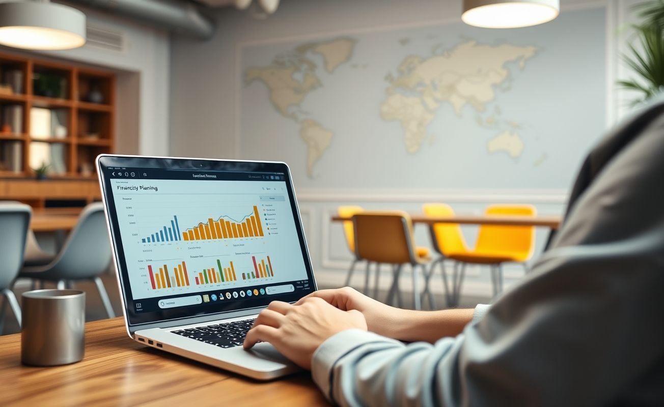 Nômade digital gerenciando finanças durante crise