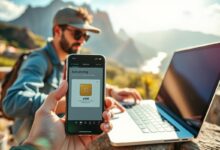 Nômade digital usando eSIM em viagem internacional