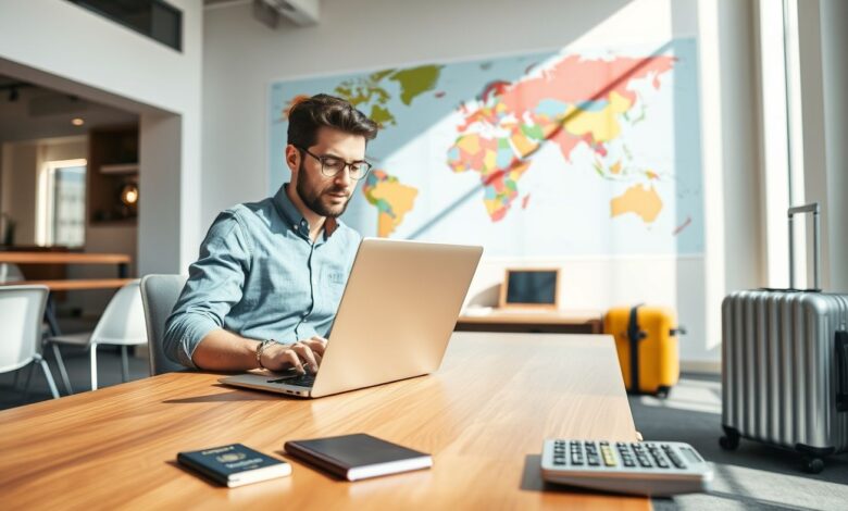 Nômades Digitais e Impostos Internacionais: Guia Completo para Evitar Dor de Cabeça Fiscal - Web Nômade Digital Nômade digital calculando impostos internacionais