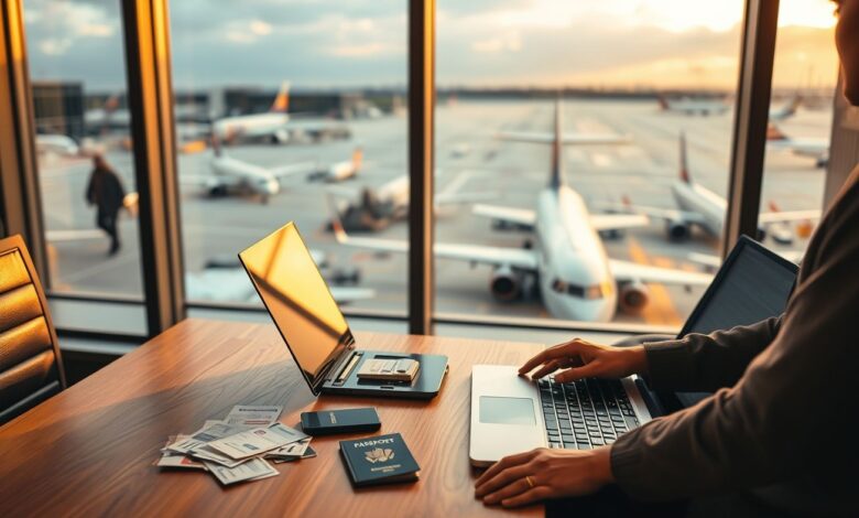 Milhas Nômades: Como Viajar o Mundo Usando Pontos de Cartão de Crédito - Web Nômade Digital Nômade digital usando milhas em aeroporto
