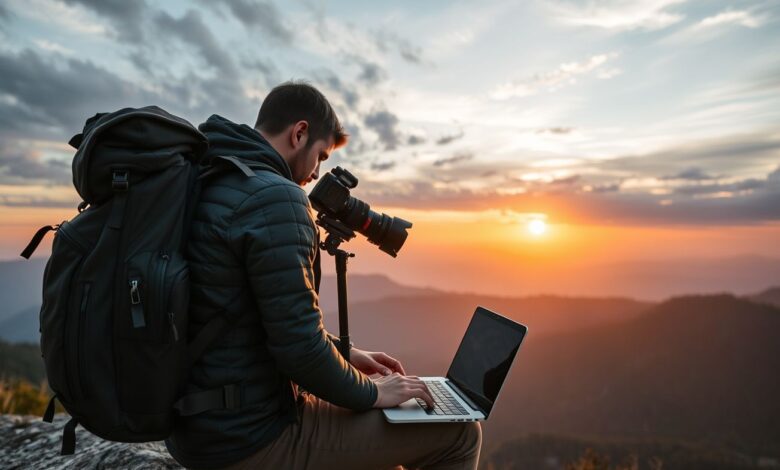 Nômades Digitais Fotógrafos: Como Trabalhar e Viajar pelo Mundo - Web Nômade Digital Nômade digital fotógrafo trabalhando em viagem