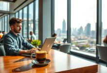 Nômade digital trabalhando em coworking no Vietnã
