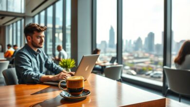 Nômade digital trabalhando em coworking no Vietnã