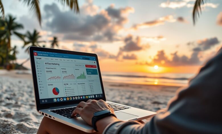Como Criar Renda Passiva como Nômade Digital: 8 Estratégias Comprovadas - Web Nômade Digital Nômade digital gerando renda passiva na praia