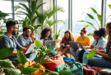 Nômades digitais socializando em espaço de trabalho compartilhado