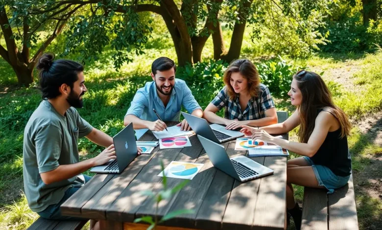 Empreendedores trabalhando juntos para aumentar a lucratividade através da gestão estratégica.