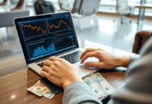Nômade digital trabalhando com finanças internacionais