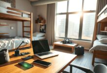 Workspace em hostel para nômades digitais
