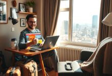 Nômade digital trabalhando em hotel com desconto