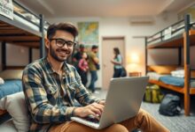 Nômade digital trabalhando em acomodação econômica