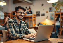 Nômade digital em hospedagem econômica