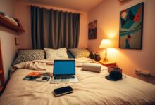 Quarto de hostel aconchegante para nômades digitais