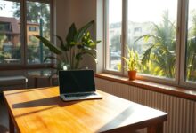 Espaço de trabalho em hospedagem para nômades digitais