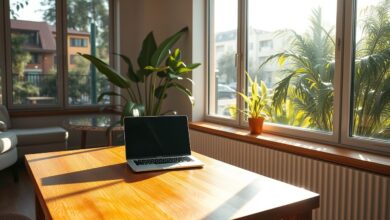 Espaço de trabalho em hospedagem para nômades digitais