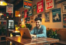 Nômade digital trabalhando em hostel com descontos