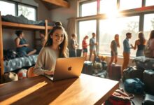 Nômade digital em hostel aproveitando desconto em hospedagem longa