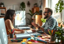 Freelancer trabalhando com clientes e parecendo realizado.