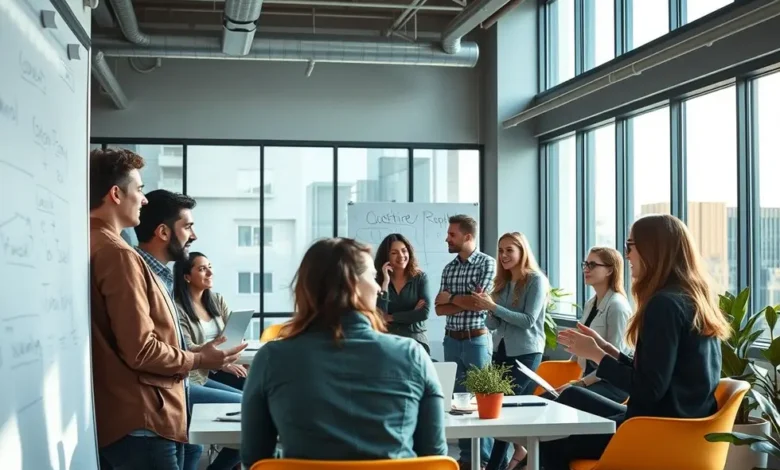 Desmistificando o Empreendedorismo: 7 Mitos Que Você Precisa Conhecer - Web Nômade Digital Grupo diverso de aspirantes a empreendedores discutindo ideias de negócios.