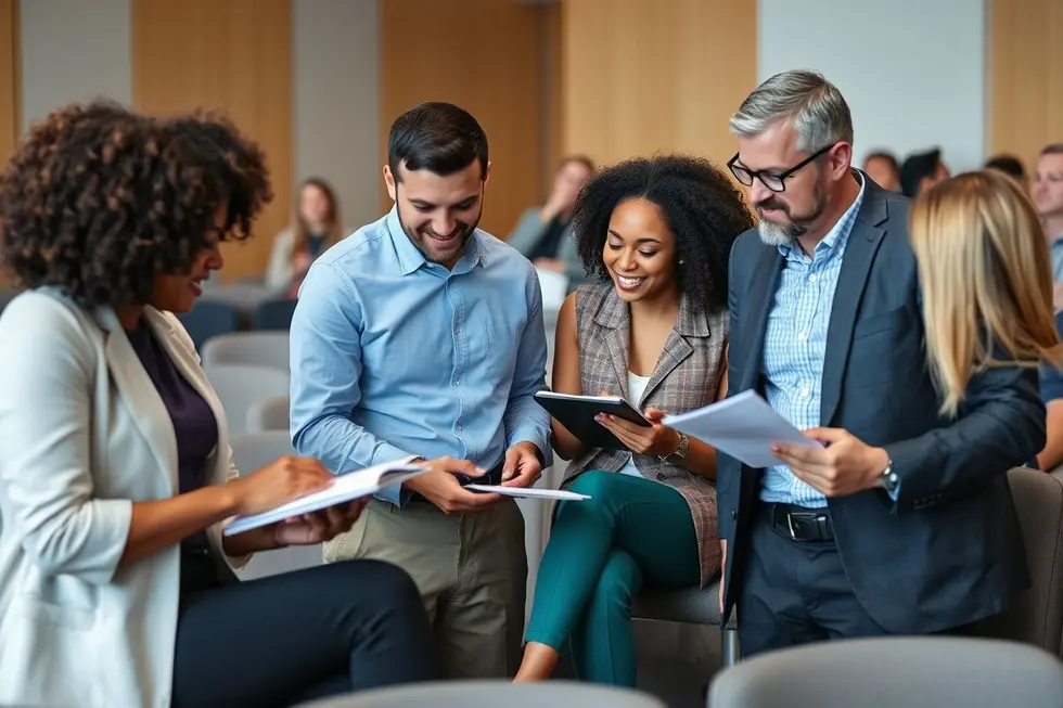 Mentoria empresarial promovendo a colaboração e aprendizado.