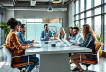 Empreendedores em um ambiente de mentoria inspirador.