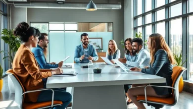 Empreendedores em um ambiente de mentoria inspirador.