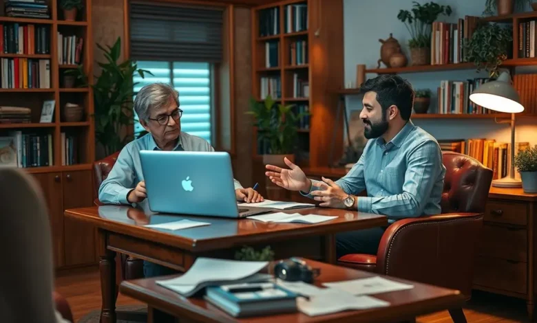 Mentor e mentorado em uma discussão produtiva.