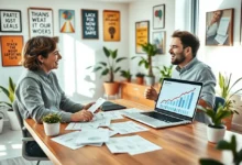 Mentor e mentorado discutindo objetivos em um ambiente profissional