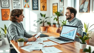 Mentor e mentorado discutindo objetivos em um ambiente profissional