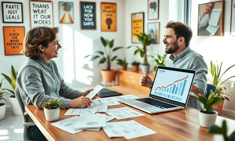 6 Estratégias de Mentoria Empresarial para Atrair e Capacitar Mentorados - Web Nômade Digital Mentor e mentorado discutindo objetivos em um ambiente profissional