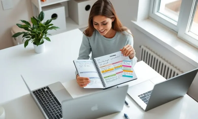 10 Estratégias de Agenda para Aumentar Sua Base de Clientes em 2026 - Web Nômade Digital Imagem de um freelancer satisfeito em um espaço de trabalho limpo e organizado.