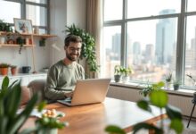 Nômade digital em apartamento mensal mobiliado