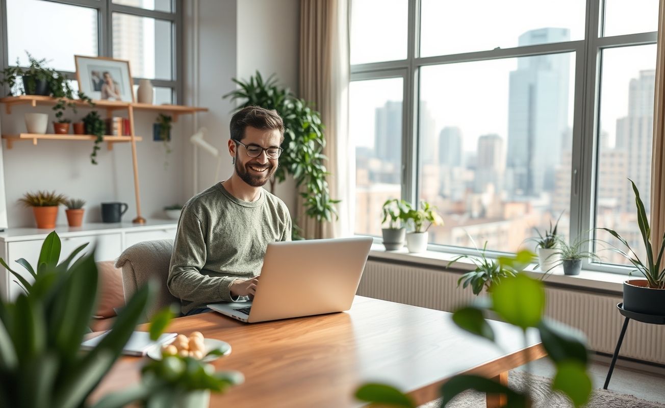 Nômade digital em apartamento mensal mobiliado