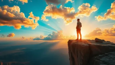 Um empreendedor olhando para o horizonte representando um futuro promissor.