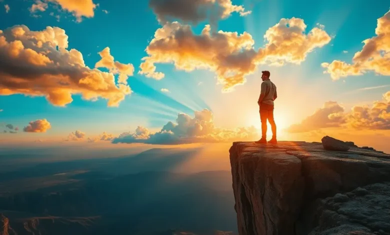 7 Mitos e Verdades do Empreendedorismo que Todo Aspirante a Empresário Deveria Conhecer - Web Nômade Digital Um empreendedor olhando para o horizonte representando um futuro promissor.
