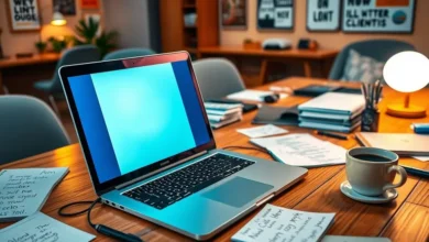 Espaço de trabalho inspirador focado em atrair novos clientes.
