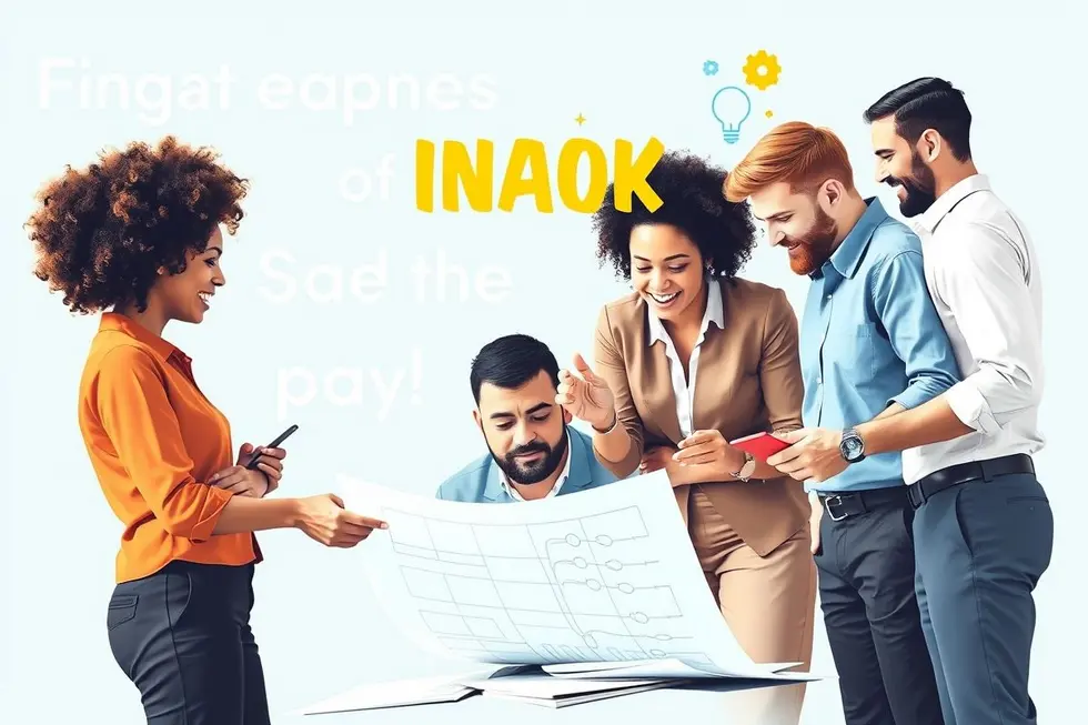 Grupo de empreendedores trabalhando juntos.