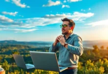 Empreendedor digital planejando estratégias para um negócio sustentável.