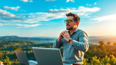 Empreendedor digital planejando estratégias para um negócio sustentável.