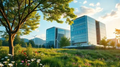 Espaço de trabalho digital sustentável na natureza.