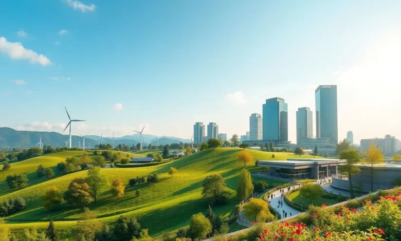 8 Estratégias para Escalar Seu Negócio de Forma Sustentável - Web Nômade Digital Cenário sereno simbolizando o equilíbrio entre crescimento e sustentabilidade.