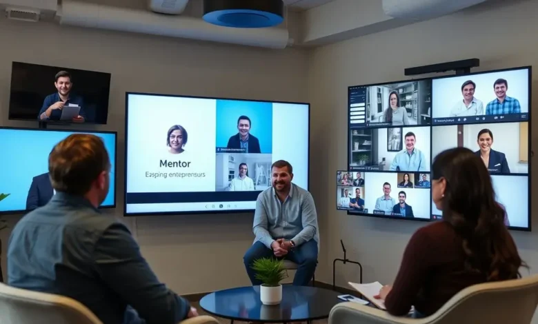 7 Estratégias para Ser um Mentor Empresarial de Sucesso em 2024 - Web Nômade Digital Mentor em um ambiente de apoio realizando um workshop online com empreendedores.