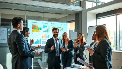 Reunião de negócios focada na mentoria e desenvolvimento profissional.