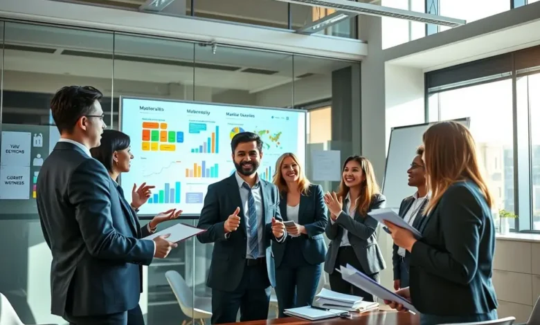 7 Passos para Estruturar uma Mentoria Empresarial de Sucesso - Web Nômade Digital Reunião de negócios focada na mentoria e desenvolvimento profissional.