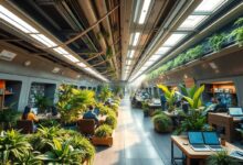 Interior de cidade subterrânea para nômades digitais trabalhando remotamente
