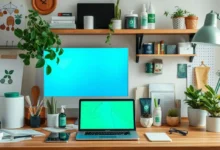 Espaço de trabalho recheado de tecnologia e sustentabilidade.