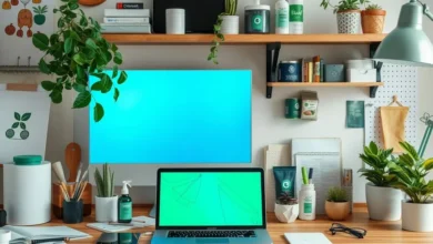 Espaço de trabalho recheado de tecnologia e sustentabilidade.